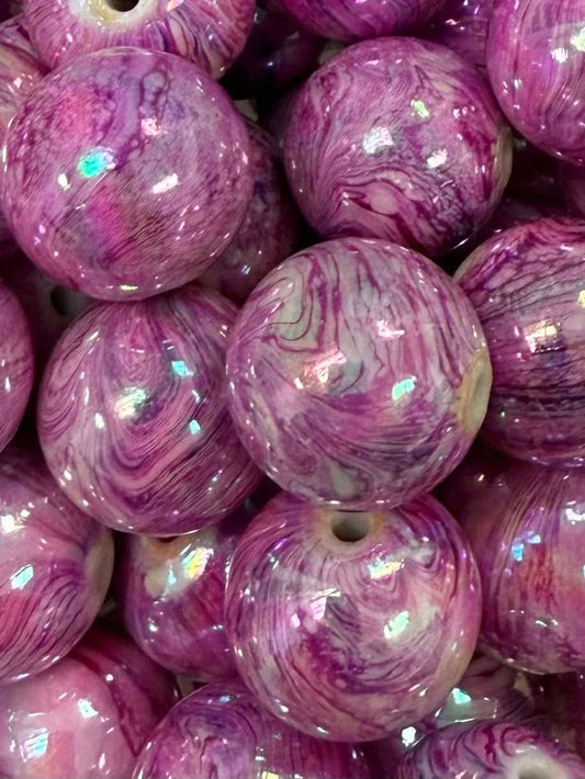 Pink Watercolor 20mm Acrylic Bead