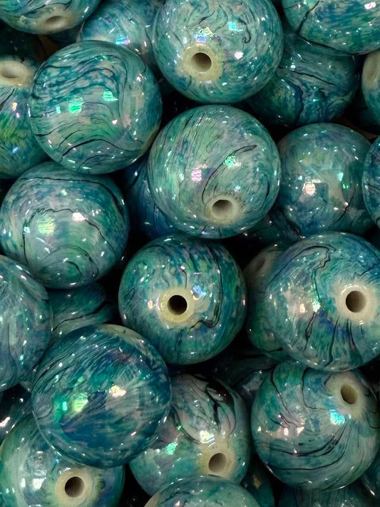 Blue Watercolor 20mm Acrylic Bead