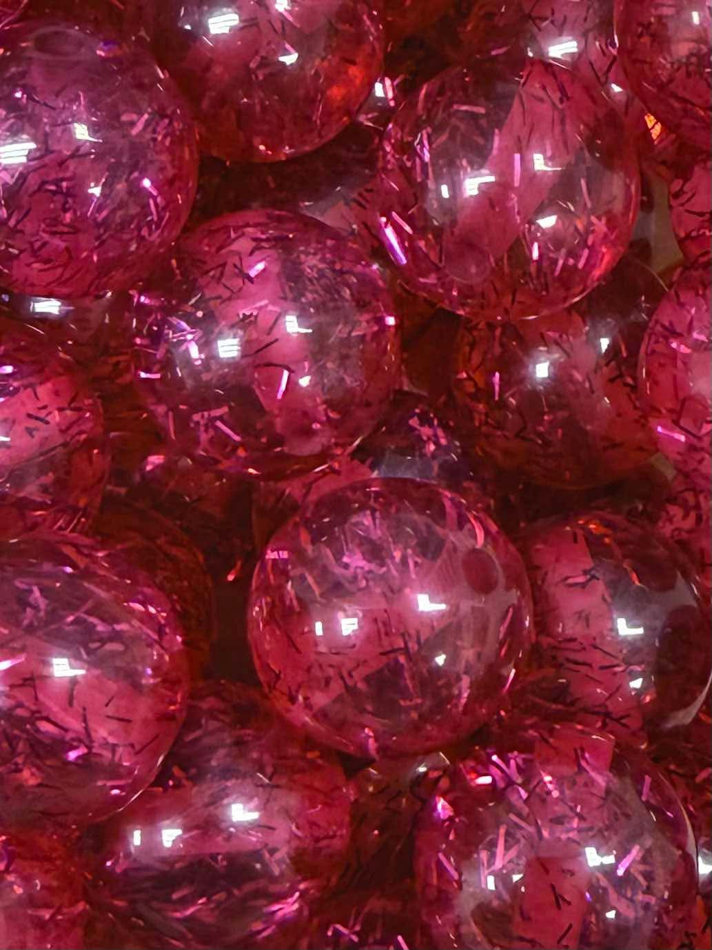 Fuchsia Floating Foil 20mm Acrylic Bead