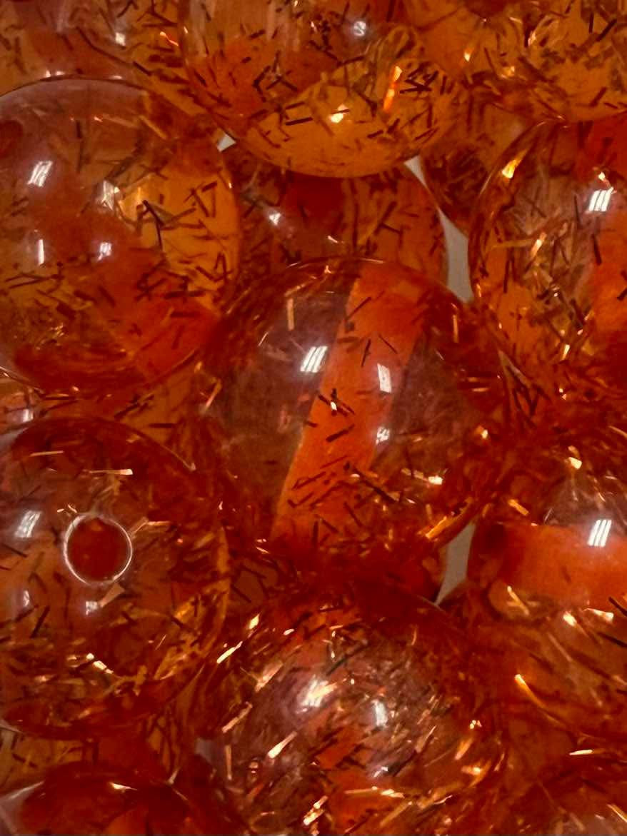 Orange Floating Foil 20mm Acrylic Bead