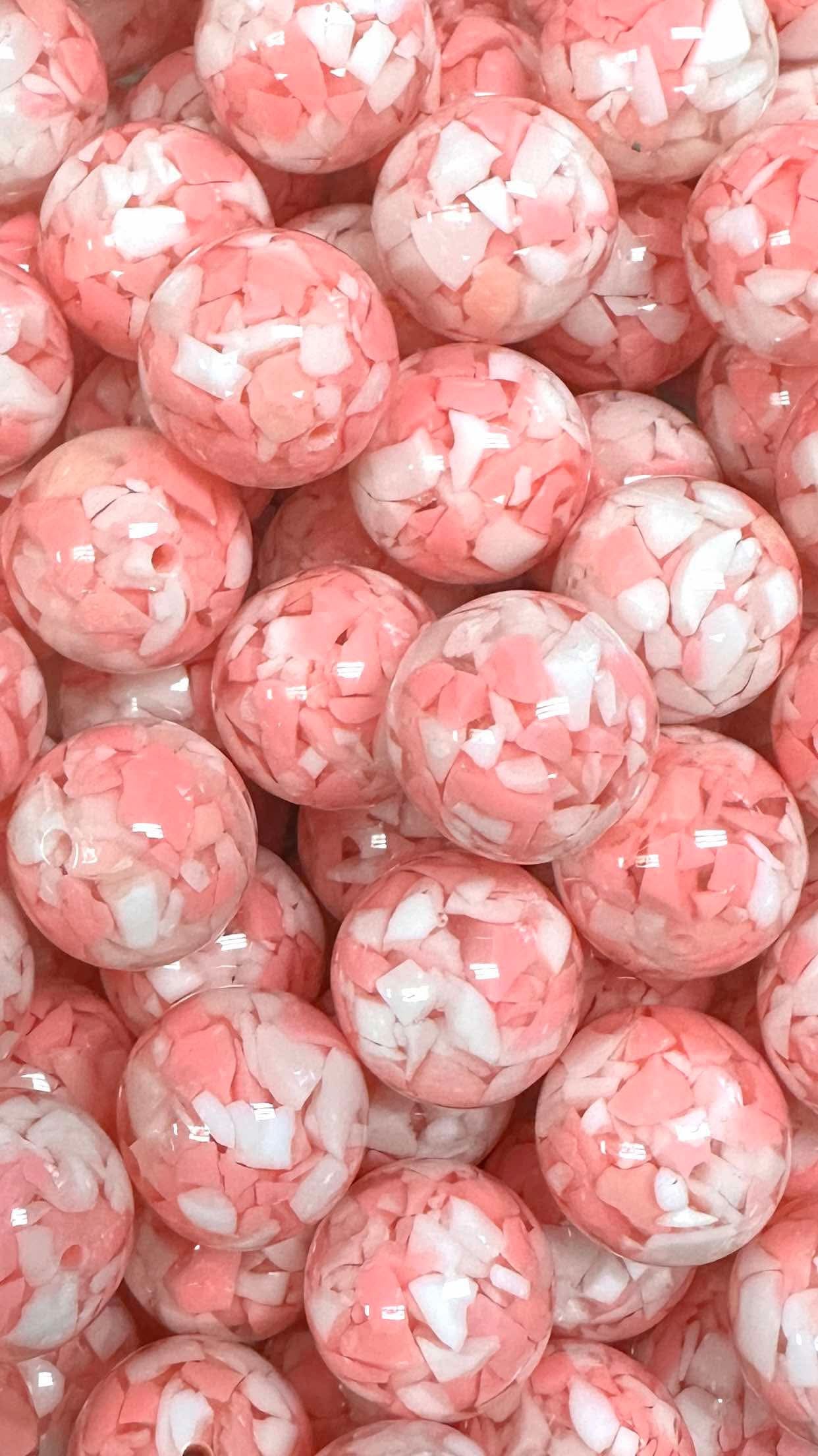 White & Pink Boba 20mm Acrylic Bead