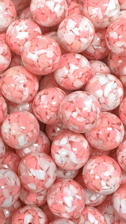 White & Pink Boba 20mm Acrylic Bead