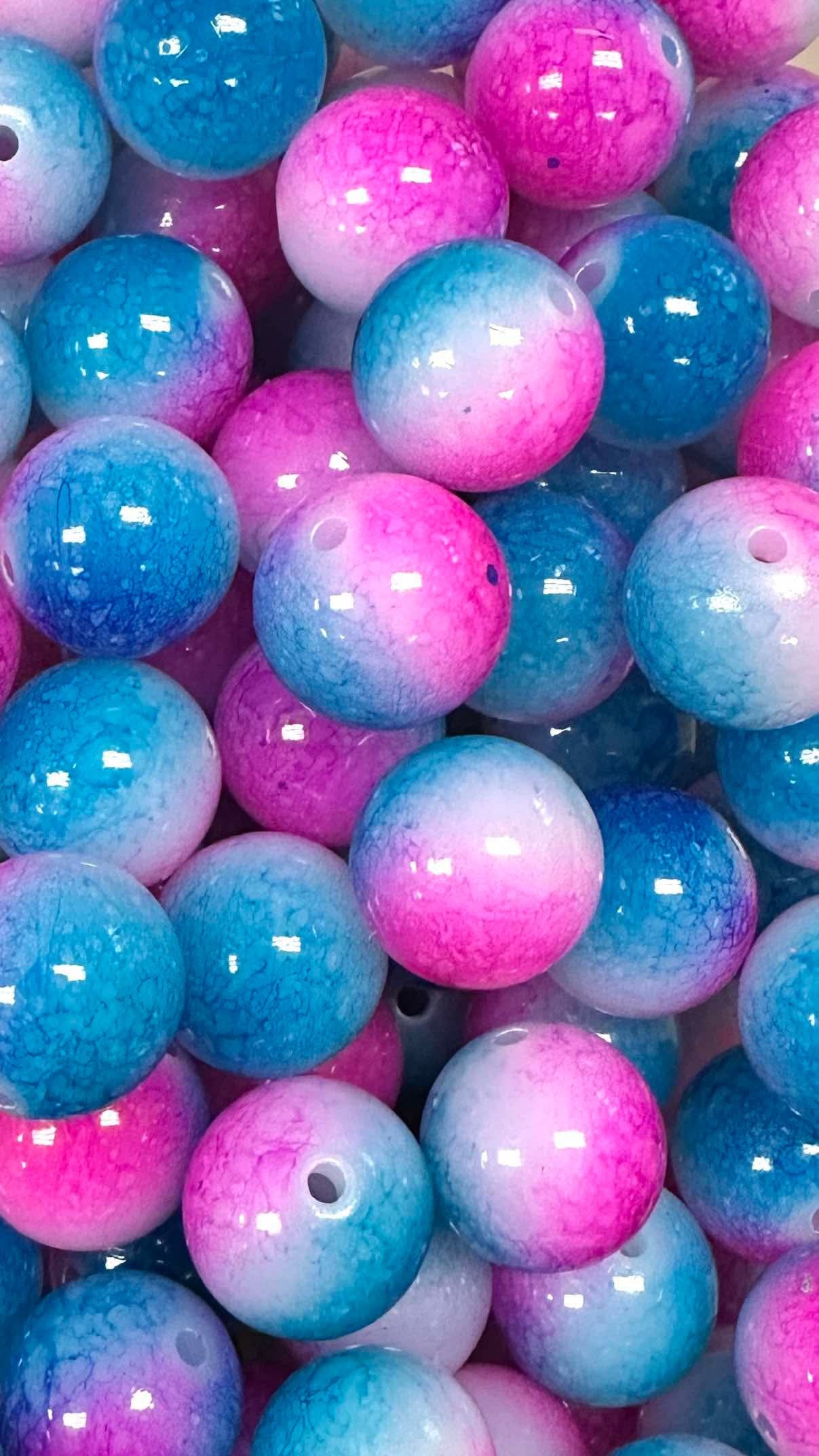 Cotton Candy Gloss Blend 20mm Acrylic Bead