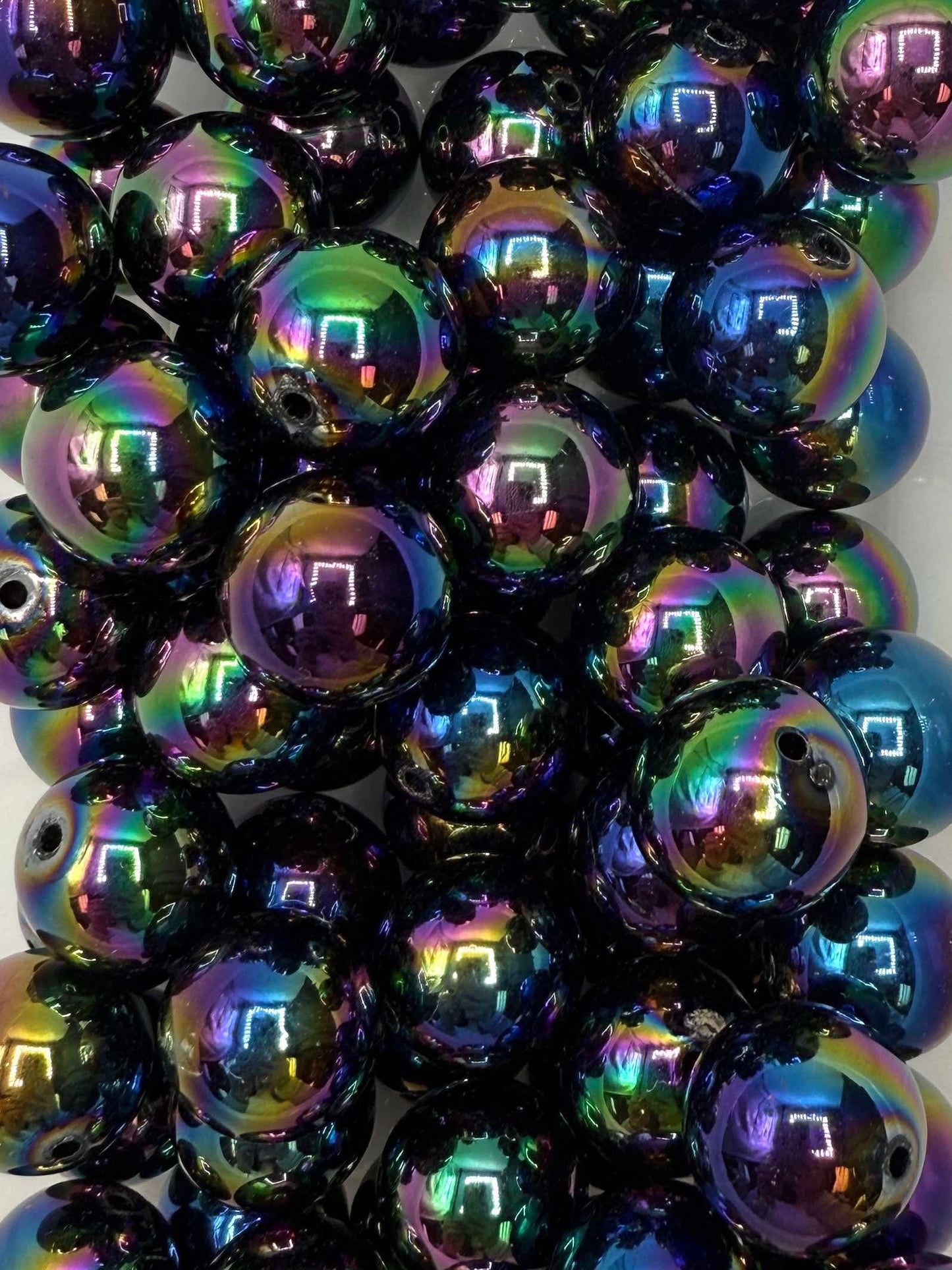 Black Iridescent 20mm Acrylic Bead