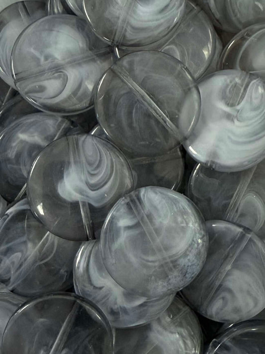 Medium Charcoal Disc Acrylic Bead