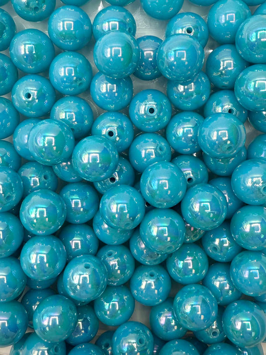 Blue Iridescent 20mm Acrylic Bead