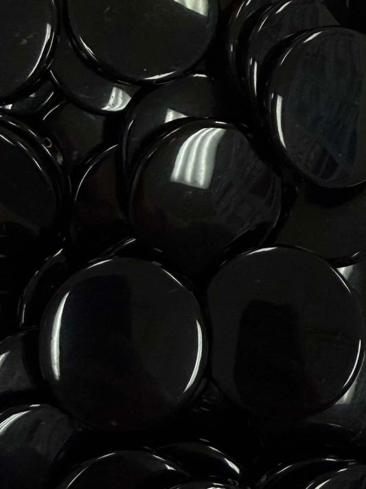 Large Black Disc Acrylic Bead