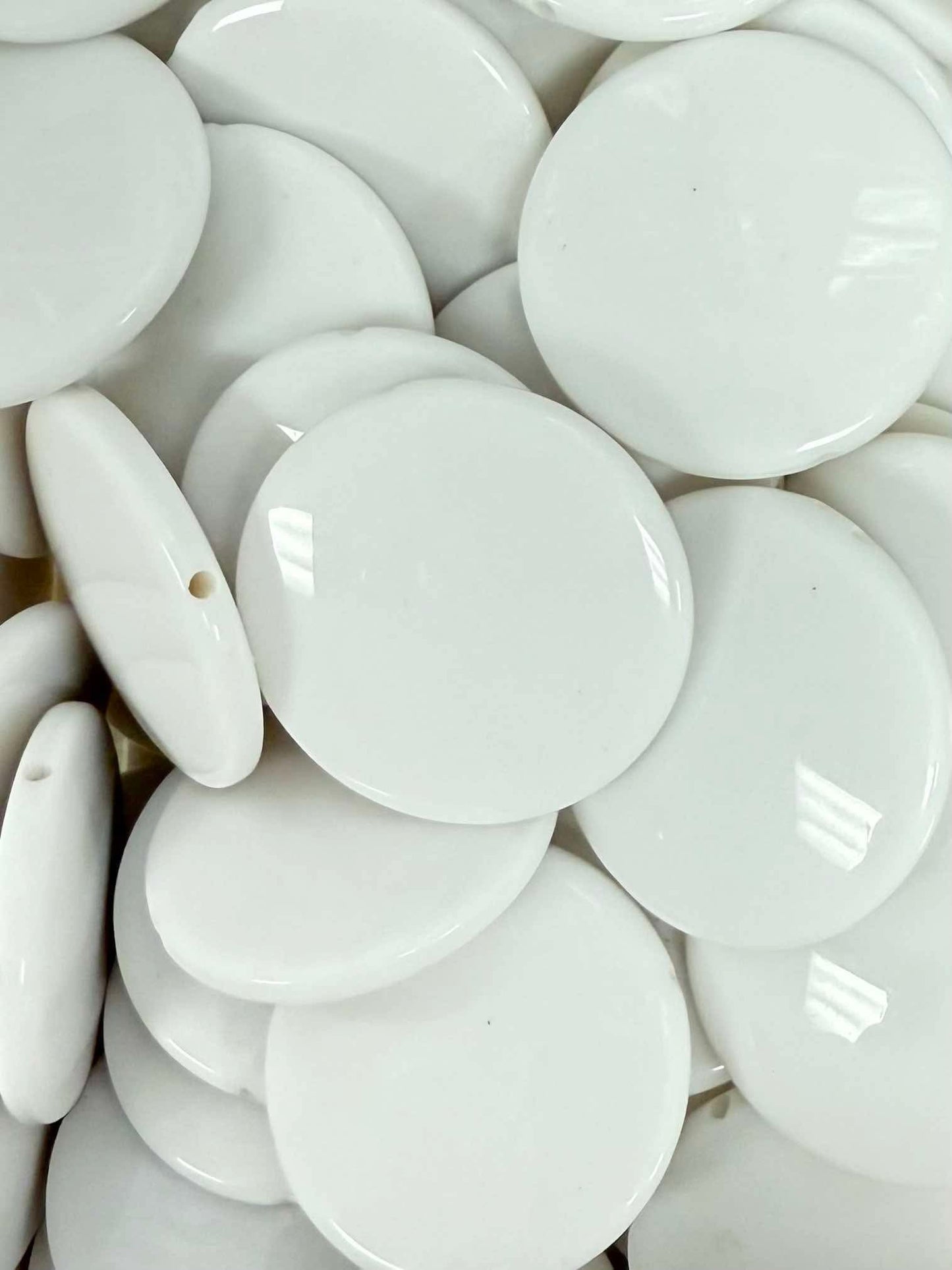 Large White Disc Acrylic Bead