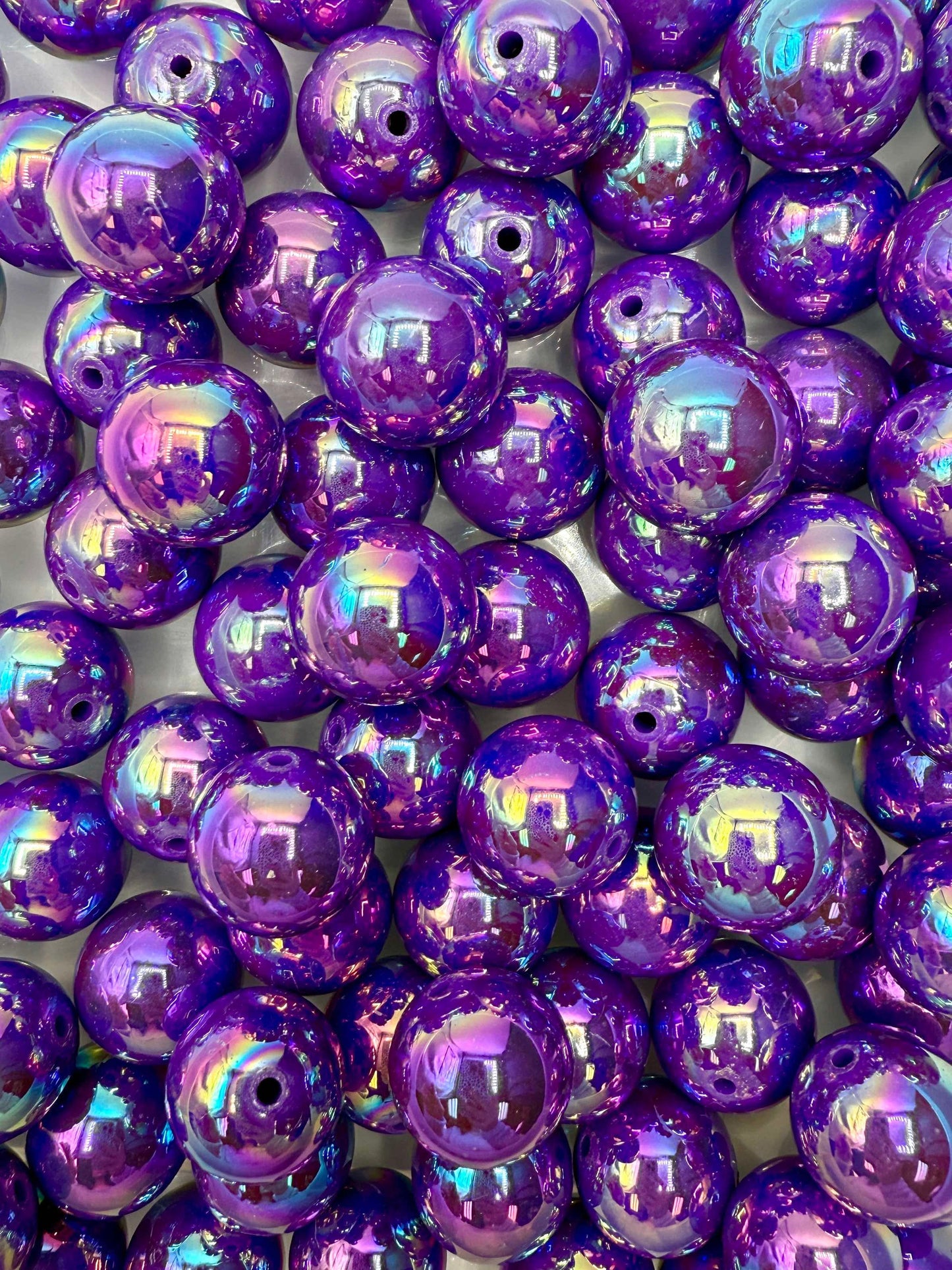 Deep Purple Iridescent 20mm Acrylic Bead