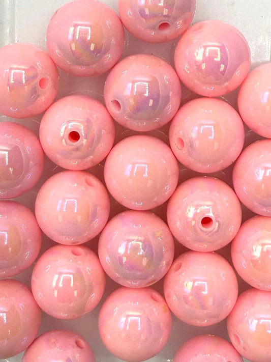 Rose Quartz Iridescent 20mm Acrylic Bead