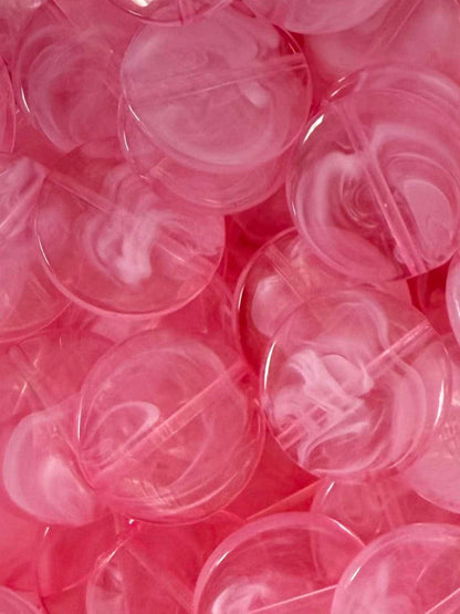 Medium Pink Disc Acrylic Bead