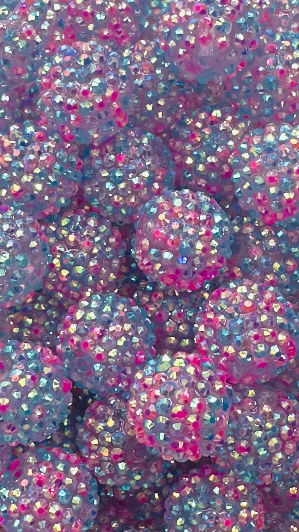 Cotton Candy Iridescent Rhinestone Confetti 20mm Acrylic Bead