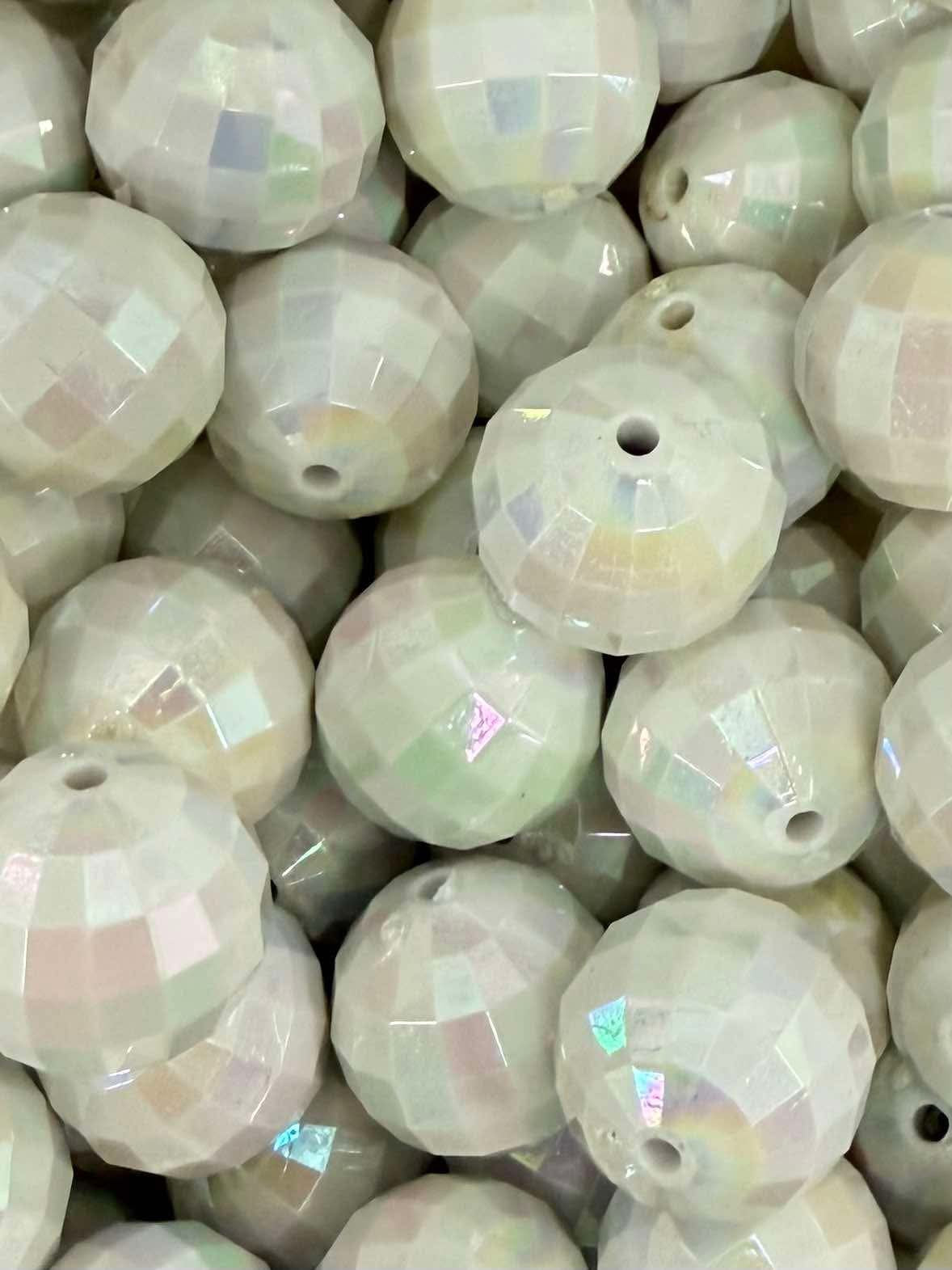 White Disco Acrylic Bead