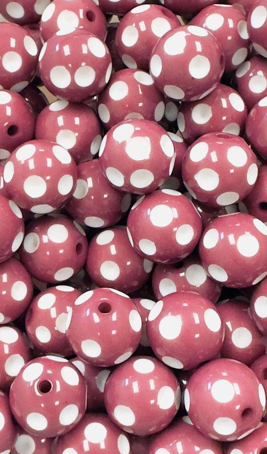 Plum Polka Dots 20mm Acrylic Bead