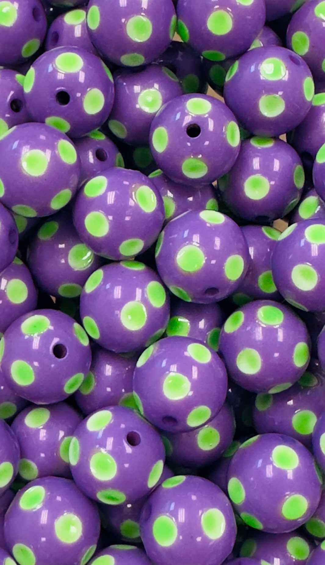 Purple Glow Polka Dots 20mm Acrylic Bead