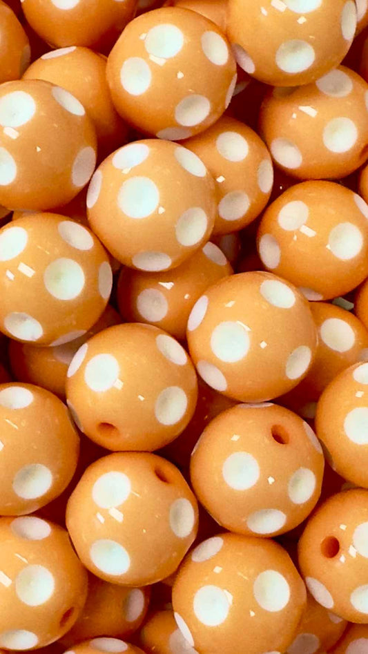 Peachy Polka Dots 20mm Acrylic Bead