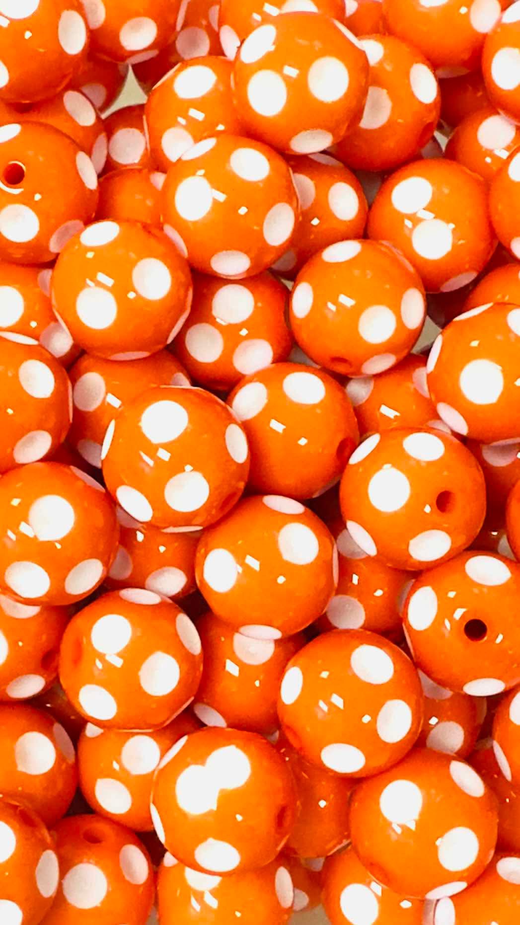 Orange Polka Dots 20mm Acrylic Bead