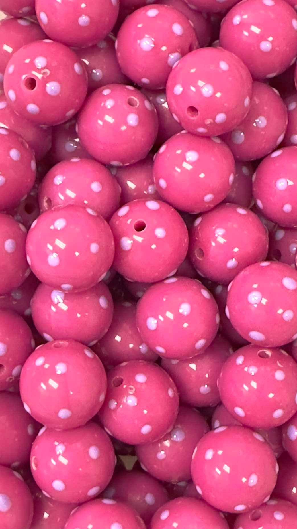 Fuchsia & Lilac Polka Dots 20mm Acrylic Bead