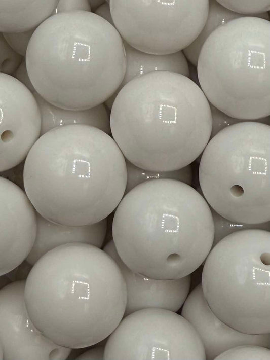 White Solid 20mm Acrylic Bead