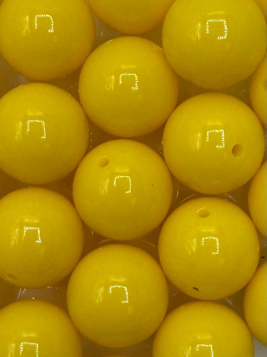 Bright Yellow Solid 20mm Acrylic Bead