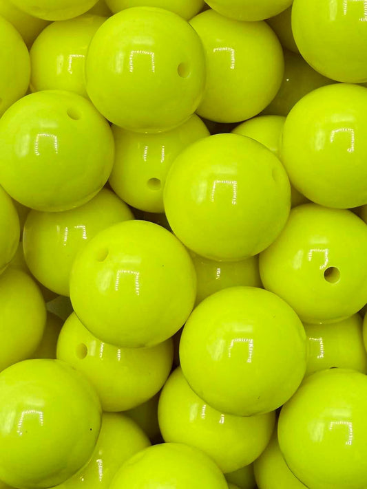 Neon Yellow Solid 20mm Acrylic Bead