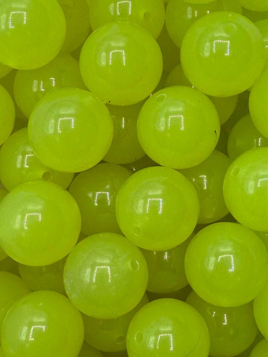 Neon Yellow Glow Solid 20mm Acrylic Bead