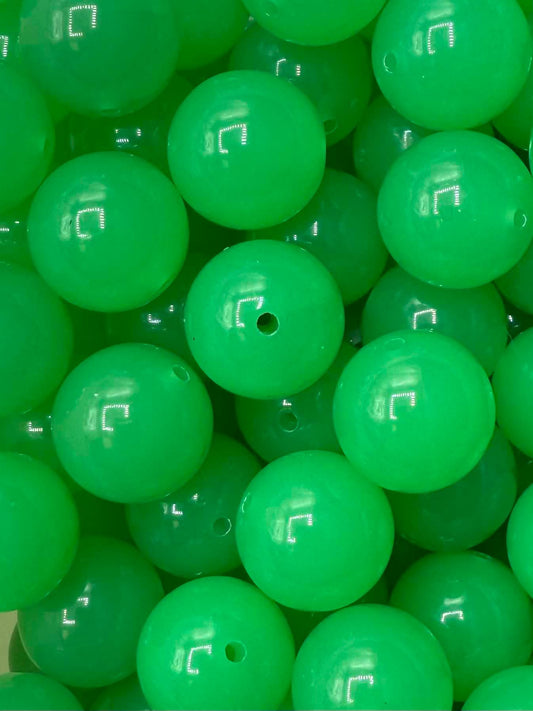 Green Glow Solid 20mm Acrylic Bead