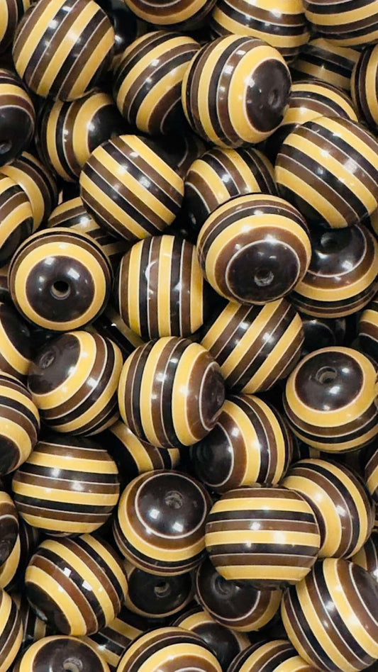 Browns Stripes 20mm Acrylic Bead