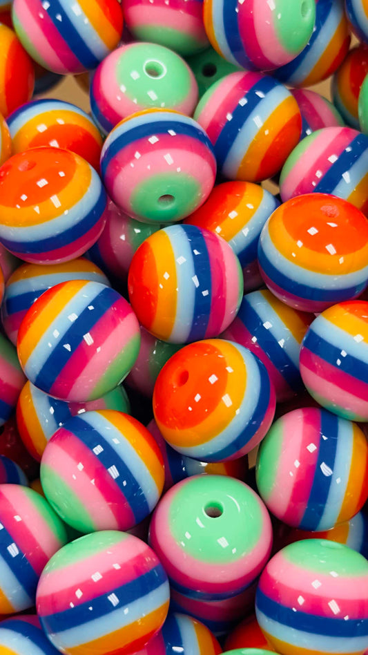 Retro Stripes 20mm Acrylic Bead