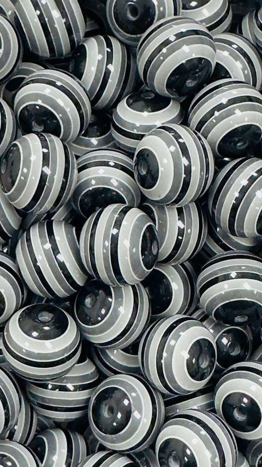 Monochrome Stripes 20mm Acrylic Bead