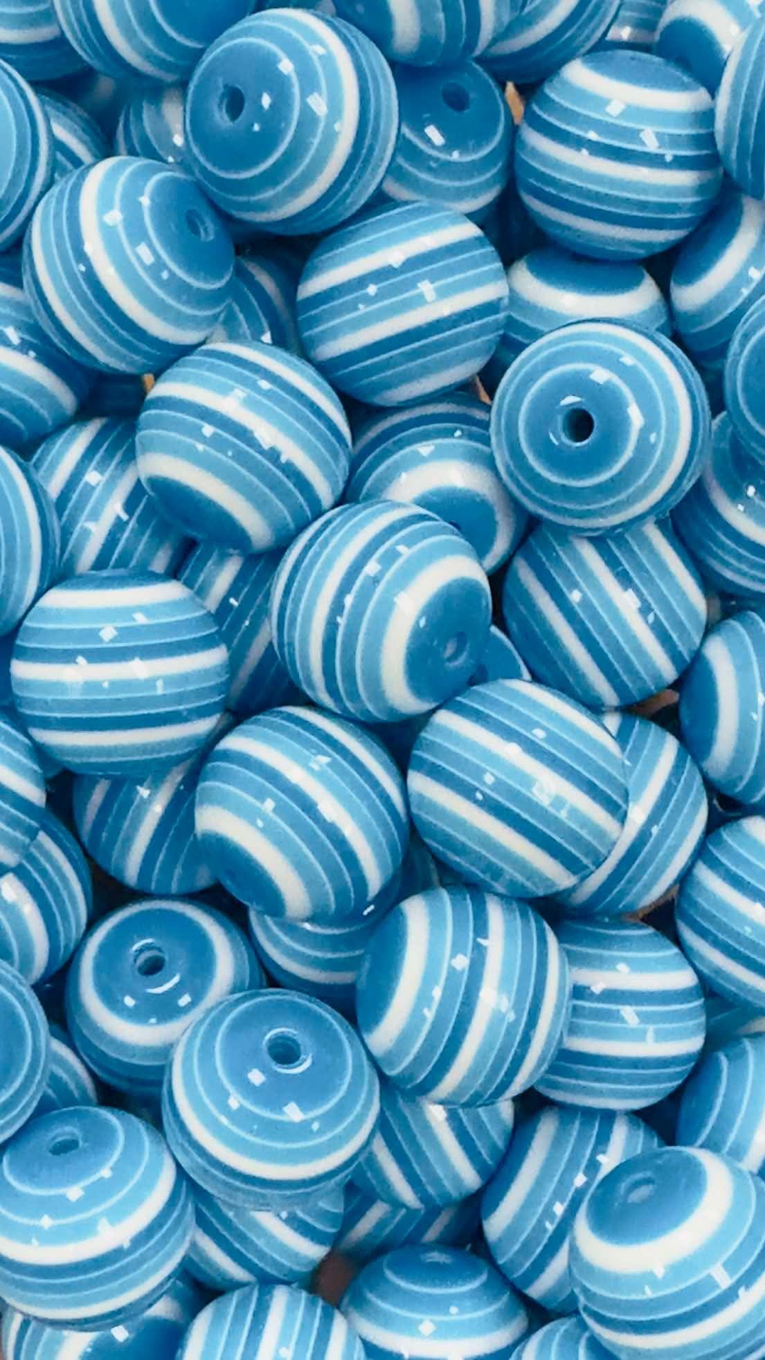 Blues Stripes 20mm Acrylic Bead