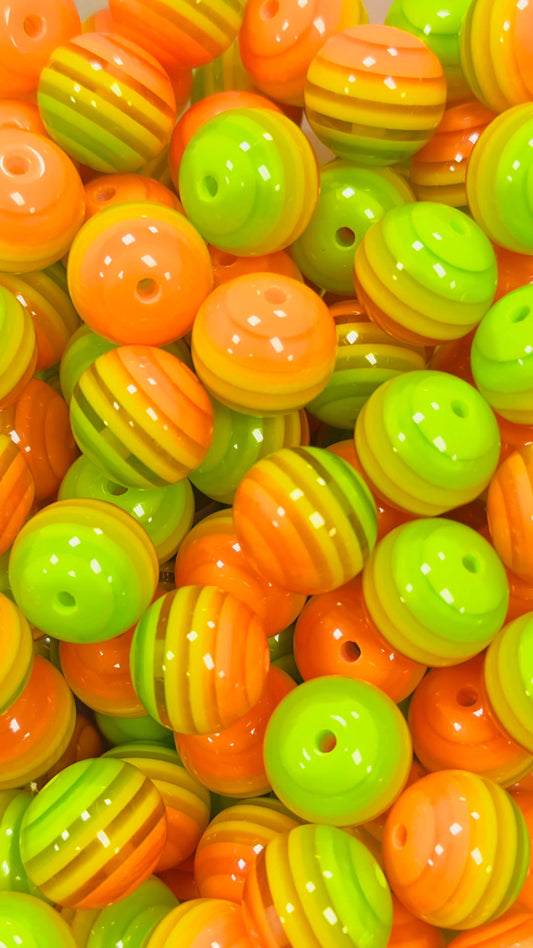 Neon Stripes 20mm Acrylic Bead