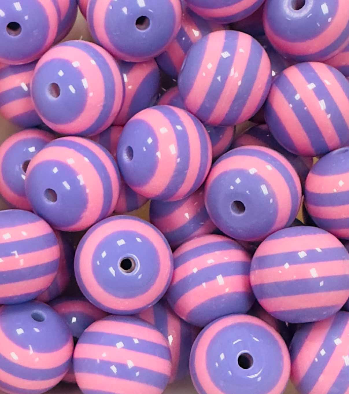 Chesire Stripes 20mm Acrylic Bead