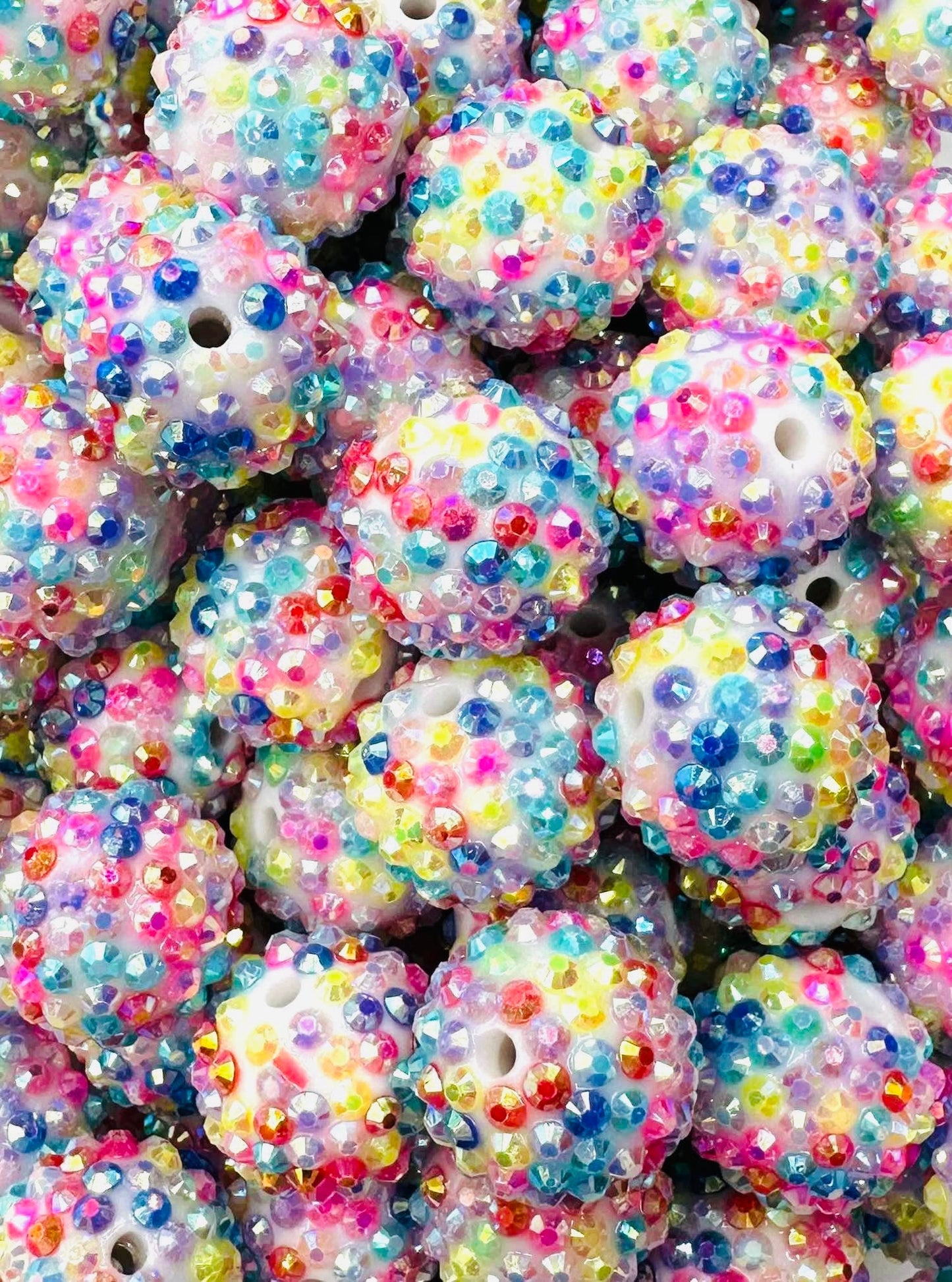 Pastel Rainbow Iridescent Rhinestone Confetti 20mm Acrylic Bead