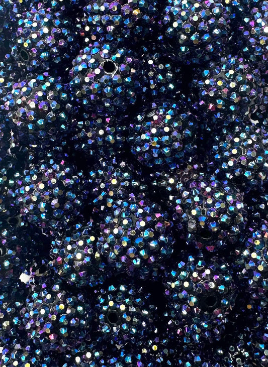 Midnight Iridescent Rhinestone 20mm Acrylic Bead