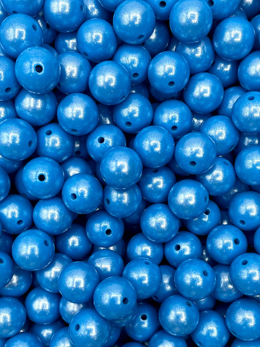 Perles super chatoyantes bleu ciel profond de 15 mm