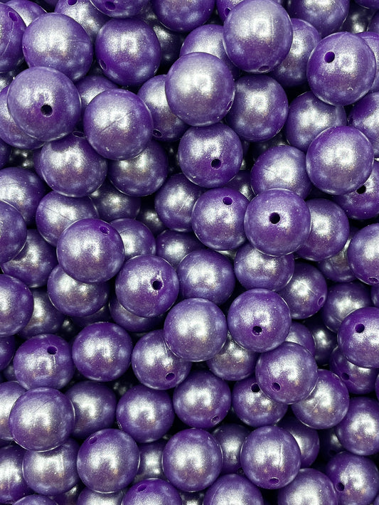 Perles violet foncé super chatoyantes de 15 mm