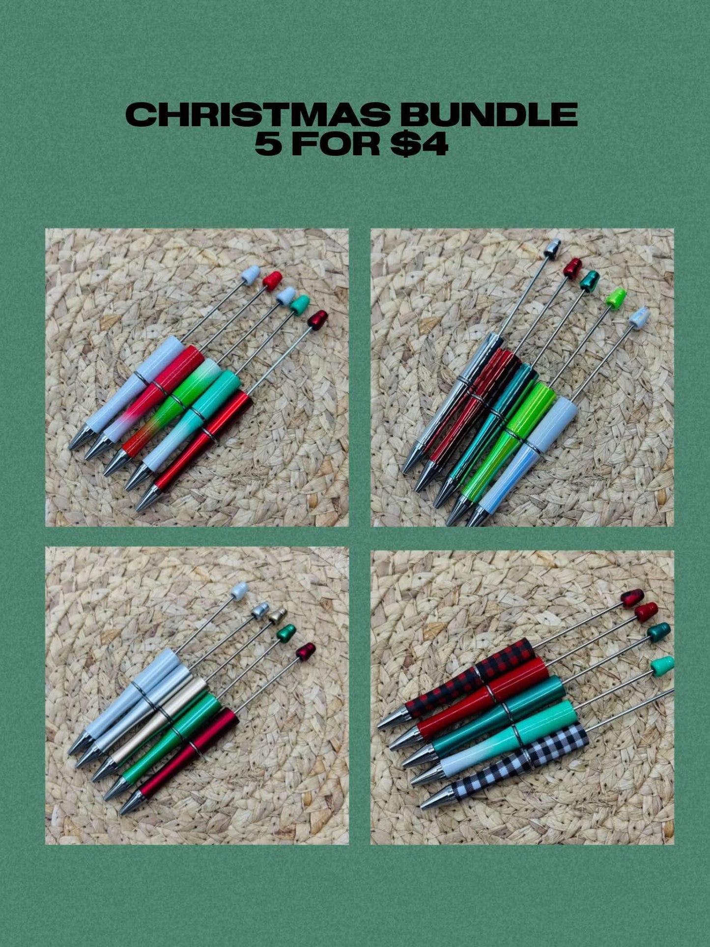 Christmas 5 for $3 **PEN DEAL** Beadable Pens