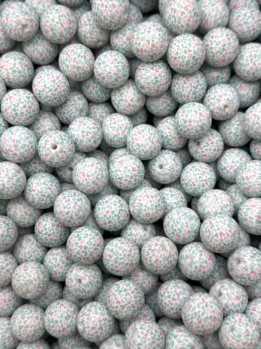 Cotton Candy Cat Printed 15mm Bead