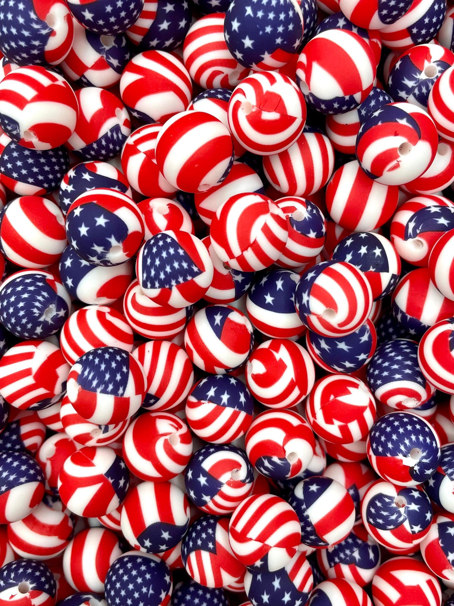 American Flag Printed 15mm Bead