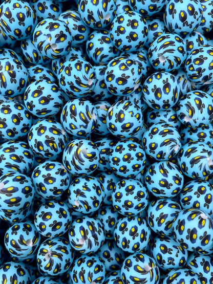 Création CTS : Dos la perle imprimée bleue de 15 mm