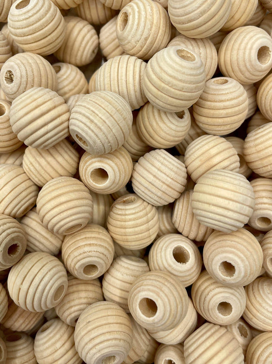18mm Wooden Beehive Beads