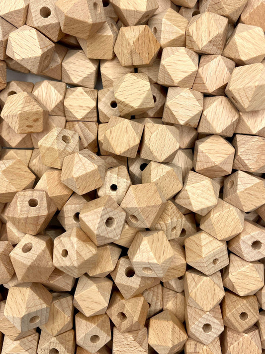 14mm Wooden Hex Beads