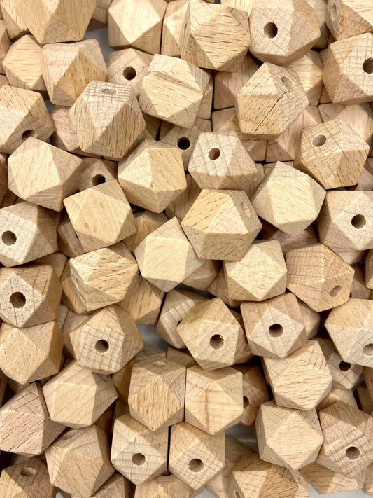 16mm Wooden Hex Beads