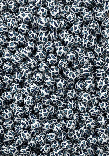 Bisous papillon bleu imprimé perle de 15 mm