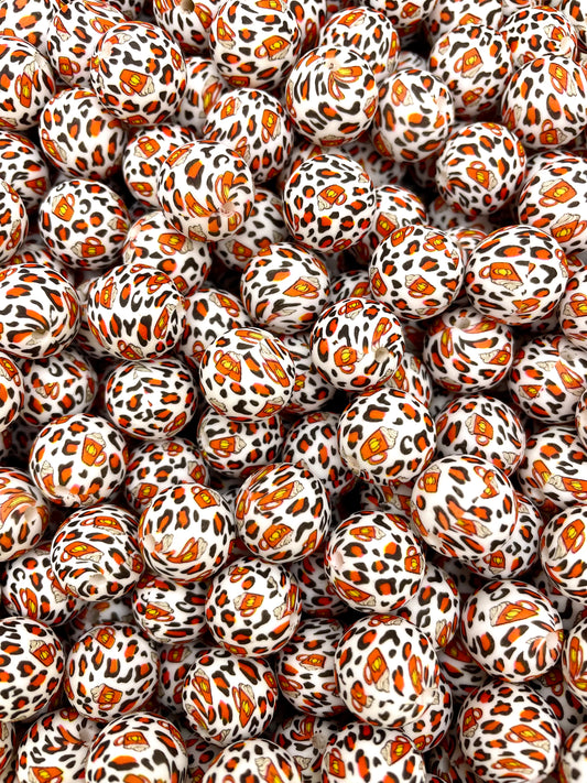 Leopard Latte Printed 15mm Bead