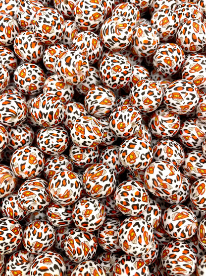 Perle de 15 mm imprimée léopard latte 
