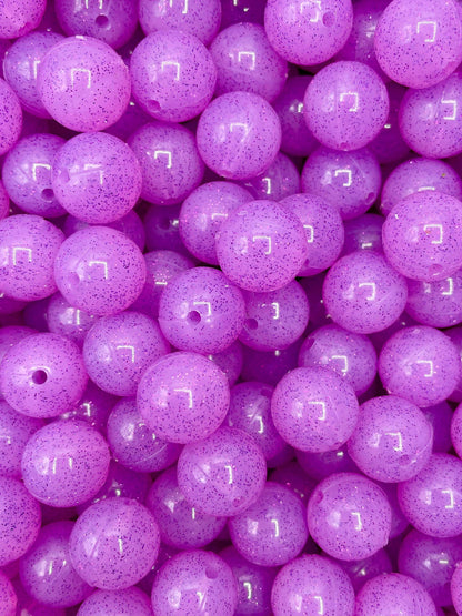Purple Sparkle Jelly 15mm Beads