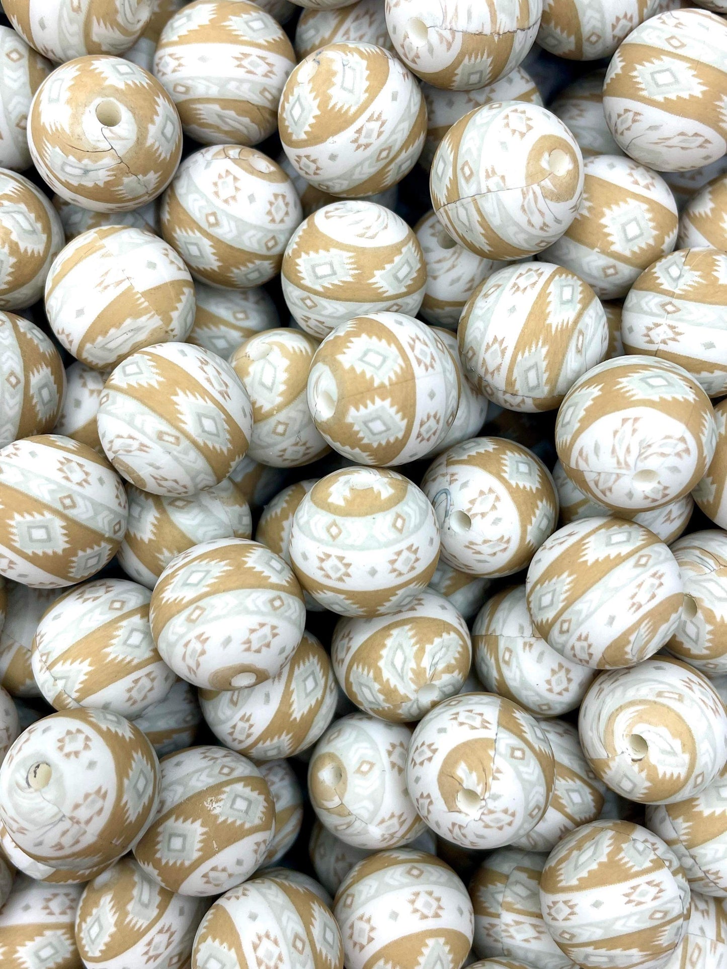 Cream Western Dreams Custom Printed 15mm Bead