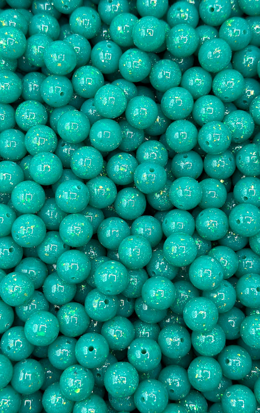 Emerald Sparkle Jelly 15mm Beads